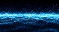 Abstract digital wave of blue glowing particles flowing, science, technology and data concept background Royalty Free Stock Photo