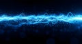 Abstract digital wave of blue glowing particles flowing, science, technology and data concept background Royalty Free Stock Photo