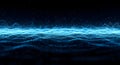 Abstract digital wave of blue glowing particles flowing, science, technology and data concept background Royalty Free Stock Photo