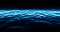 Abstract digital wave of blue glowing particles flowing, science, technology and data concept background Royalty Free Stock Photo