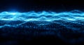 Abstract digital wave of blue glowing particles flowing, science, technology and data concept background Royalty Free Stock Photo