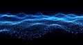 Abstract digital wave of blue particles on a dark background, representing data flow Royalty Free Stock Photo