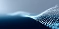 Abstract digital wave composed of glowing blue particles forming a flowing grid pattern on a dark gradient background Royalty Free Stock Photo