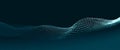 Abstract digital wave composed of glowing dots forming a flowing grid pattern on a dark background with depth and motion effect Royalty Free Stock Photo