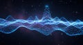 Abstract digital wave with connected particles and glowing light Royalty Free Stock Photo