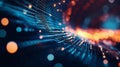 Abstract digital wave of data points with glowing bokeh effect Royalty Free Stock Photo