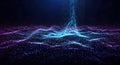 Abstract Digital Wave Flow of Luminous Particles in Blue and Purple Hues on a Dark Background, Representing Data, Energy, or Royalty Free Stock Photo