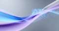 Abstract digital wave with flowing blue and purple lines and glowing pixel particles on a soft gray background Royalty Free Stock Photo
