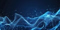 Abstract Digital Wave Flows Smoothly with Particles, Futuristic Data Stream Visualization Royalty Free Stock Photo