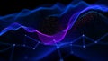 Abstract glowing blue and purple digital wave pattern with connected dots image Royalty Free Stock Photo