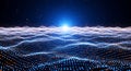 Abstract Digital Wave Grid With Blue Light Royalty Free Stock Photo