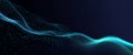 Abstract digital wave of glowing blue particles and lines flowing on dark background representing technology and data Royalty Free Stock Photo