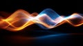 Abstract Digital Wave of Glowing Dots in Blue and Orange on Dark Background, Dynamic Energy Flow Concept for Technology Royalty Free Stock Photo