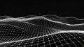 Abstract digital wave grid on black background, futuristic data visualization. Royalty Free Stock Photo