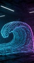 Abstract Digital Wave with Neon Lights Royalty Free Stock Photo