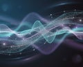 Abstract digital wave network background with flowing data particles Royalty Free Stock Photo