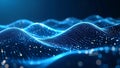 Abstract digital wave pattern with blue glowing dots, representing data flow or network. Royalty Free Stock Photo