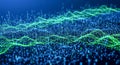 Abstract digital wave pattern of data points in blue and green Royalty Free Stock Photo