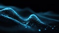 Abstract digital wave pattern with glowing blue dots on a dark background, representing data visualization and technology concepts Royalty Free Stock Photo