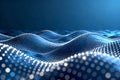 Abstract digital wave pattern with glowing dots on a deep blue background evoking a sense of futuristic technology and data flow Royalty Free Stock Photo