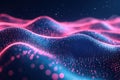 Abstract digital wave pattern with glowing pink and blue particles, symbolizing futuristic technology, data flow, and Royalty Free Stock Photo