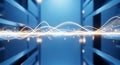 Abstract digital wave pattern in server room representing data flow and network communication Royalty Free Stock Photo
