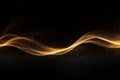 Abstract Digital Wave with Shimmering Gold Particles on Dark Background. Luxury and Elegant Technology Background