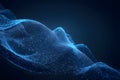 Abstract Digital Wave of Sparkling Blue Particles Flowing on a Dark Background Royalty Free Stock Photo