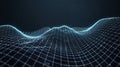 Wave Pattern of a Blue Digital Grid Representing Futuristic Technology Royalty Free Stock Photo
