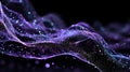 Abstract digital wave visualization composed of glowing purple and blue particles forming a dynamic abstract technological data Royalty Free Stock Photo