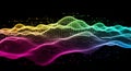 Abstract Digital Waveform with Colorful Gradient Dots on Black Background sound wave music Royalty Free Stock Photo