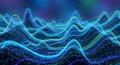 Abstract Digital Waveform Data Flow, Blue Green Purple Lines and Particles Royalty Free Stock Photo