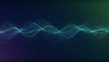 Abstract Digital Waveform with Glowing Blue and Green Lines, Representing Sound, Technology, Data Stream, or Modern Connectivity Royalty Free Stock Photo