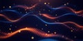 Abstract Digital Waveform with Glowing Orange and Blue Particles image photo Royalty Free Stock Photo