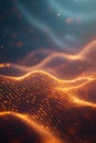 Abstract Digital Waveform with Glowing Orange Particles, Portrait Images Generative AI Royalty Free Stock Photo