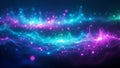 Abstract Digital Waveform with Glowing Particles and Bokeh Lights in Blue and Pink Hues background Royalty Free Stock Photo
