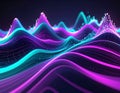 Abstract Digital Waveform With Neon Blue And Pink Light Trails In Dark Background Royalty Free Stock Photo