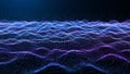 Abstract Digital Waveform of Purple and Blue Particles on Black Background dots Royalty Free Stock Photo