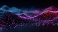 Abstract digital waveform visualization created by a multitude of vibrant glowing particles forming undulating patterns in dark Royalty Free Stock Photo