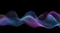 Abstract Digital Waveform Visualization: Glowing Blue and Purple Particles Moving on Dark Background Royalty Free Stock Photo