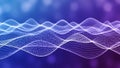 Abstract Digital Waveform of White Dots on a Blue and Purple Gradient Background with Soft Bokeh Lights Royalty Free Stock Photo
