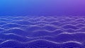 Abstract Digital Waveform of White Dots Forming a Landscape on a Gradient Blue to Purple Background Royalty Free Stock Photo