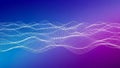 Abstract Digital Waveform of White Dots on a Gradient Blue to Purple Background with Subtle Ripples Royalty Free Stock Photo