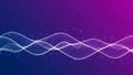 Abstract Digital Waveform of White Dots and Particles Flowing Across a Gradient Purple and Blue Background with Royalty Free Stock Photo