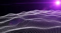 Abstract Digital Waveform of White Particles with Purple Light Flare background Royalty Free Stock Photo
