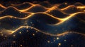 Abstract digital waves creating a glowing particle network background Royalty Free Stock Photo