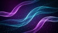 Abstract Digital Waves of Purple and Teal Light Flowing Over a Dark Binary Code Background image Royalty Free Stock Photo