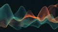 Abstract Digital Wireframe Waveform Background with Flowing Teal and Orange Particle Grid Lines on Dark Backdrop Royalty Free Stock Photo