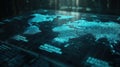 Abstract digital world map with data visualization and glowing elements Royalty Free Stock Photo