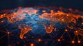 Global Network Connection: Abstract World Map Representing Connectivity and Data Flow Royalty Free Stock Photo
